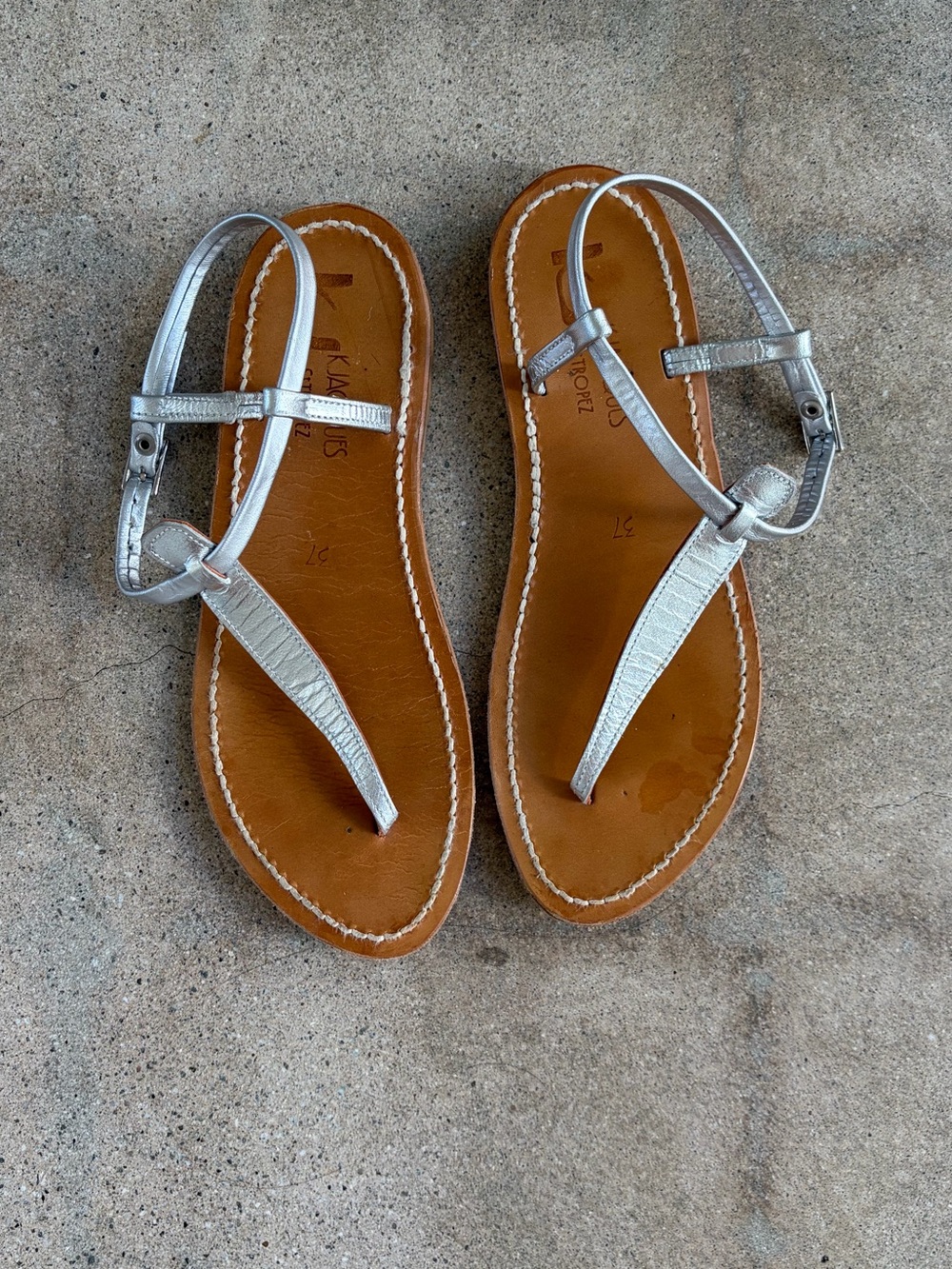 K. Jacques Silver Leather Sandals